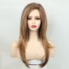 Ladies Fashion Long Straight Synthetic Wigs for Women Brown Blonde Ombre Wigs Heat Resistant Fiber Wigs for Daily Cosplay