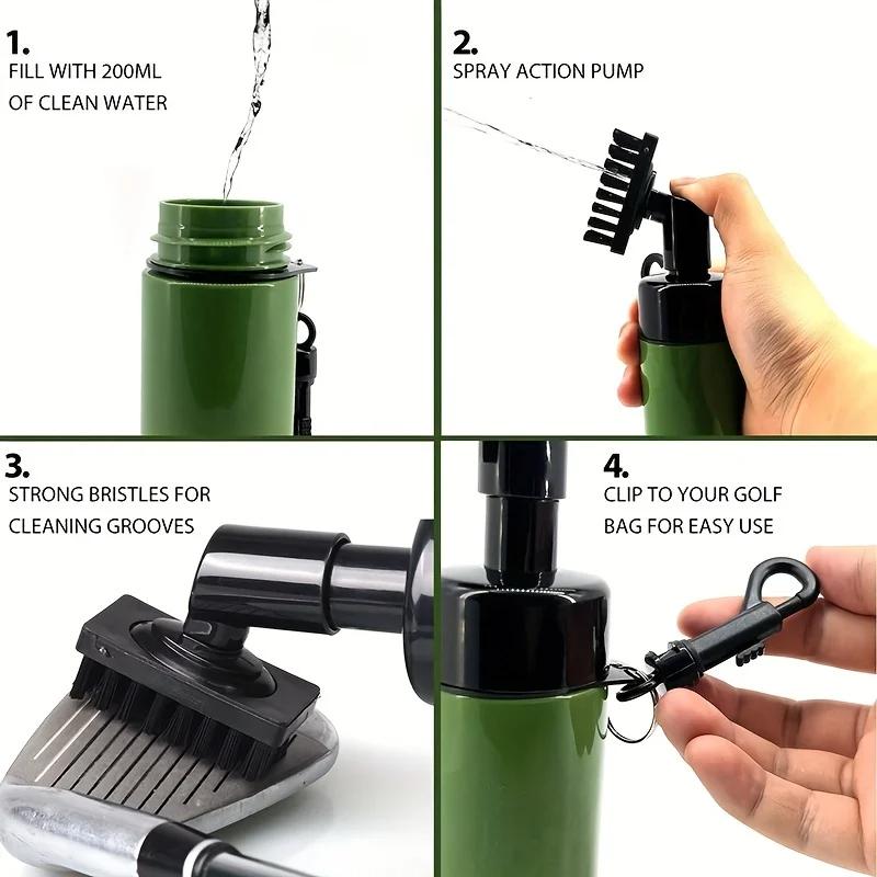 1/2pcs Golf Club Cleaner Groove Tube Golf Brush Golf Club Brush with Leakproof Reservoir Tube Squeeze Bottle for Easy Cleaning