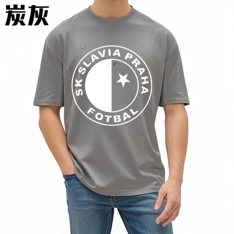 Мужская хлопковая футболка Летняя брендовая футболка SK Slavia Praha Футболка Чехия Прага Принт Футболка Унисекс футболка Свободный стиль