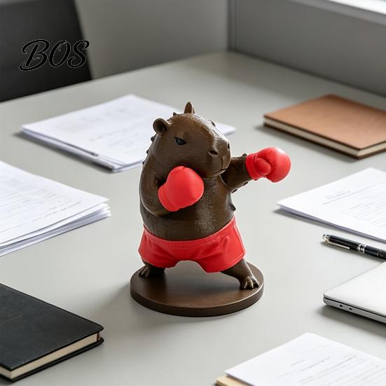 Tabletop Animal Figure Funny Capybara Figurine, 3D Printed Boxing/Muscular Statue, Novelty Toy Collectible Desktop Ornament for Home Office