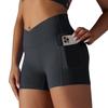 Women's Summer Cross V Waist Pocket Fitness Yoga Shorts Exercise Three Pants