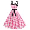 Women's Fashion Temperament Retro Polka Dot Lace-up Backless Set Neck Big Swing Puffy Casual Performance Dress