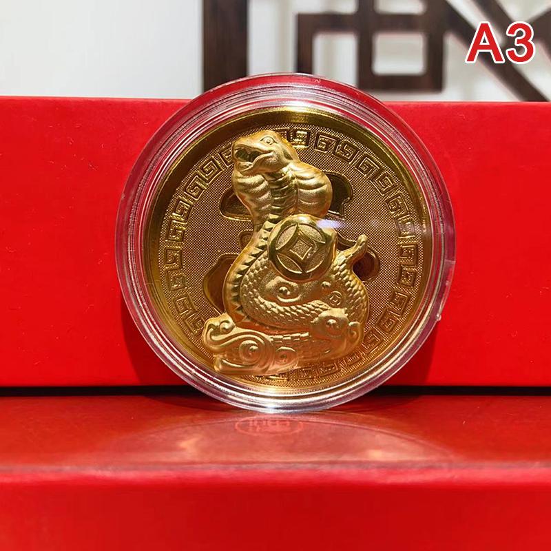 1 Pcs  New Year Of The Snake Commemorative Coins Chinese Zodiac Medals 3D Relief Coins Collectibles