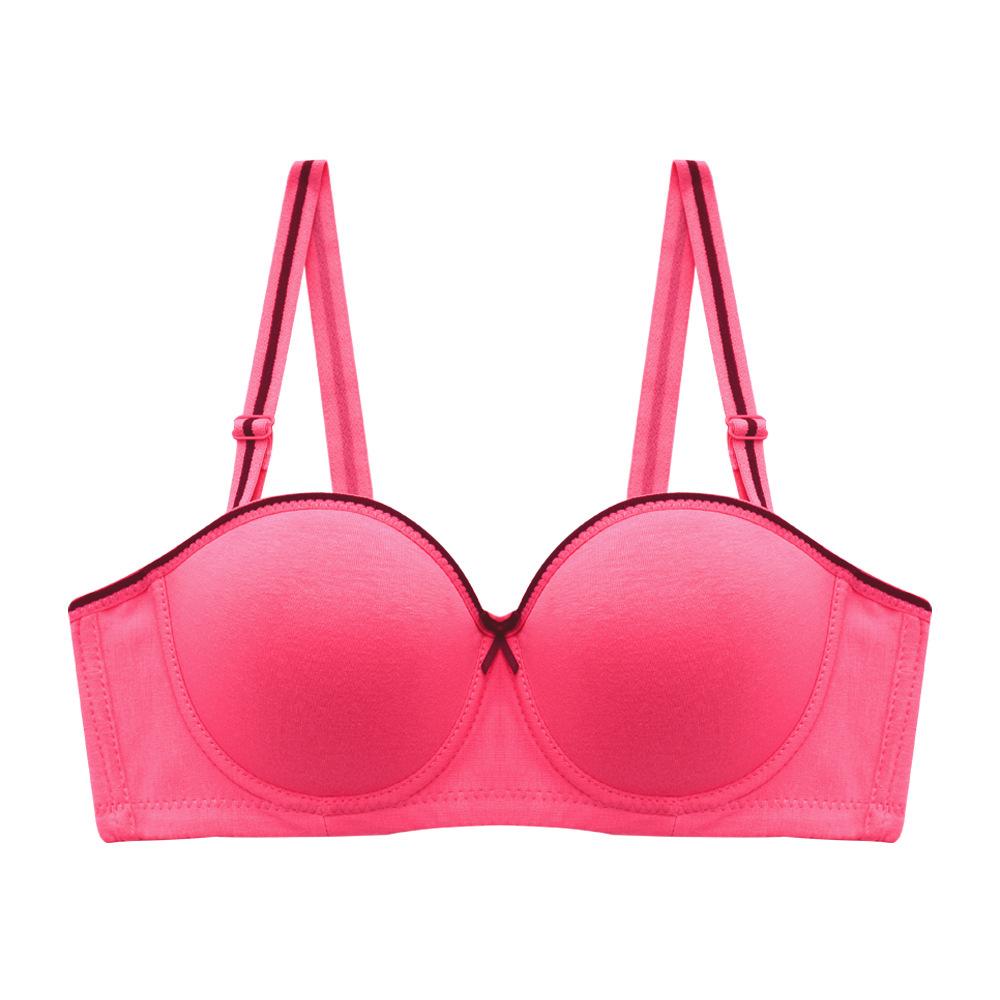 Хлопковый глянцевый тонкий бюстгальтер со сборками со стальным кольцом Нижнее белье Бюстгальтер