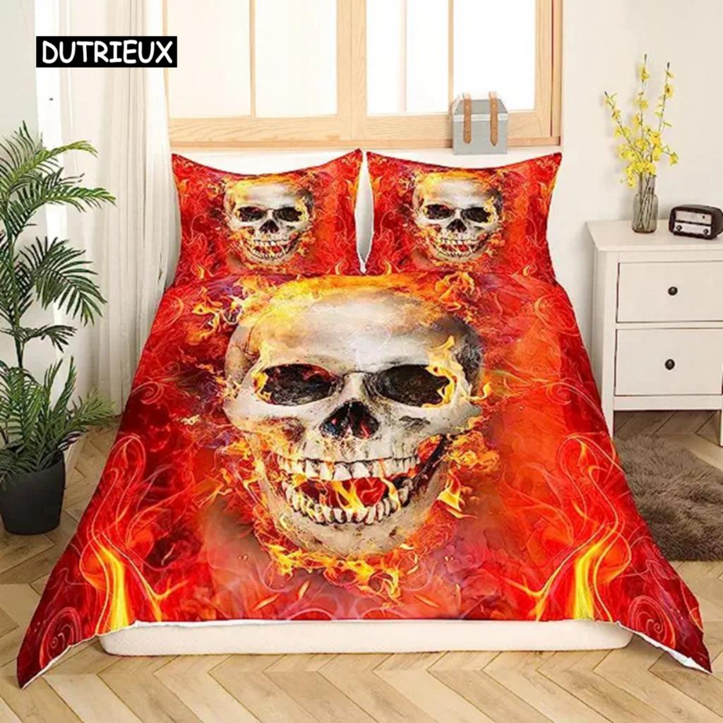Sugar Skull Duvet Cover Teen Girl Bedding Set Sugar Skull Decor Bedding Skull Skeleton Roses Floral Print Duvet Cover Decorative