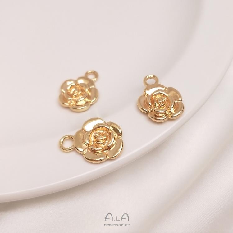 Шарм-подвеска из розового золота 14 карат для изготовления ювелирных изделий своими руками, дизайн маленького цветка для браслетов и серег