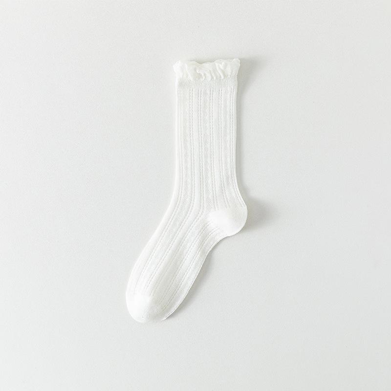 Летние носки для женщин, высокие, тонкие, дышащие, кружевные бесшовные хлопковые носки, однотонные сетчатые влагоотводящие женские носки