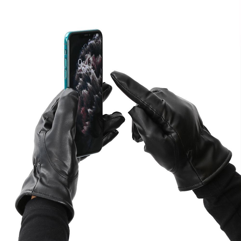 Зимние Гот Панк Термо Теплые Черные Перчатки Ветрозащитные Перчатки Нескользящие Варежки Сенсорные