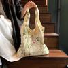 Embroidered Butterfly Canvas Lace Bag Large Capacity Versatile Shoulder Bag For Women Travel Shopping Tote Handbags CLE