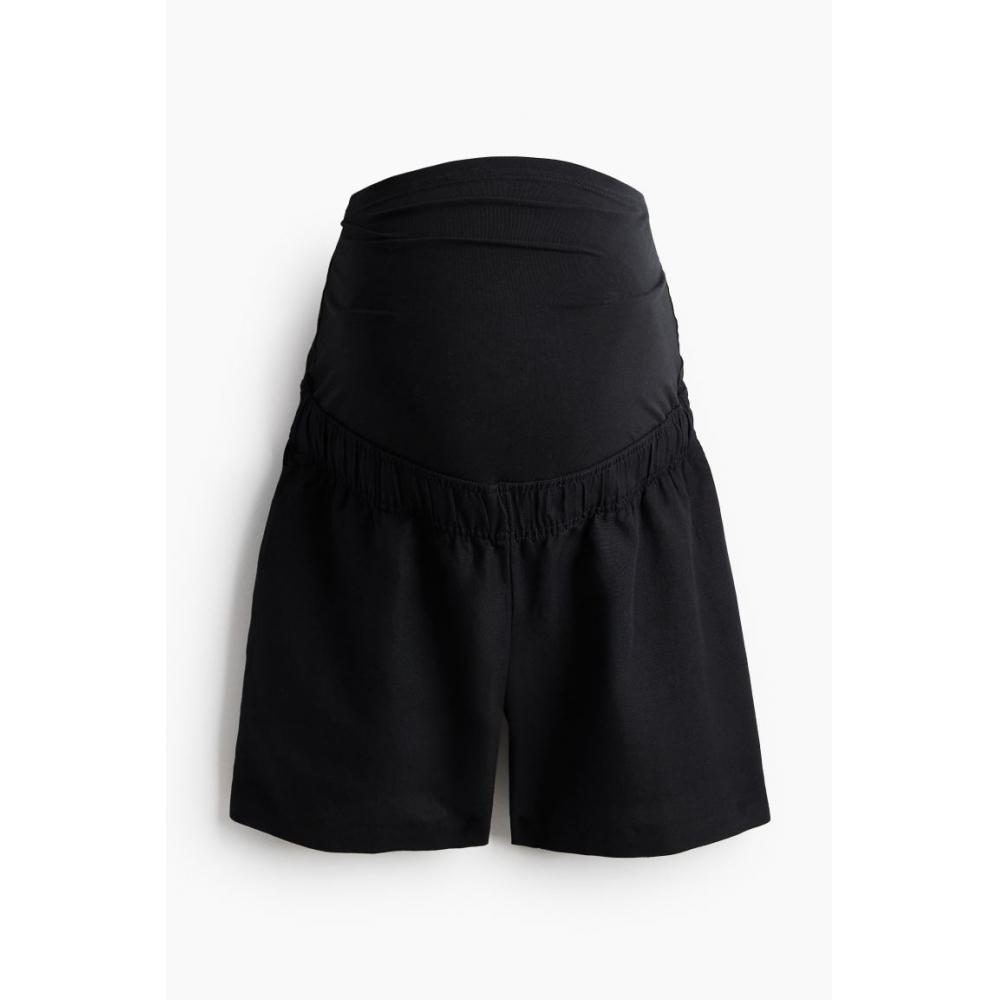 H M MAMA Linen Blend Shorts Black