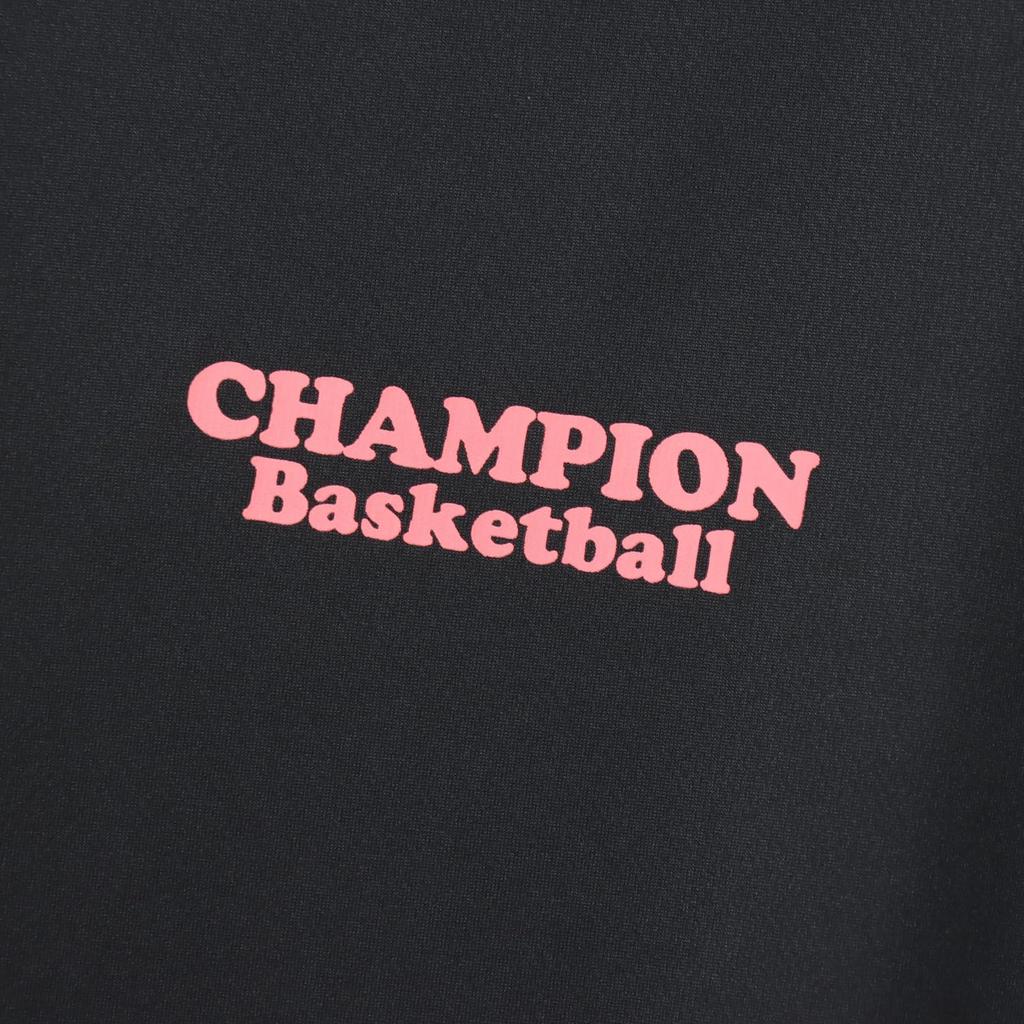 Champion Long Sleeve Crew Quick Graphic Logo Black T-Shirt, Neck, Antibacterial, Deodorizing, Drying, Print, Basketball, CW-AB426, Women's,
