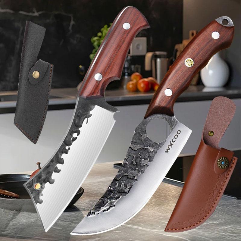 2pcs Sharp Beef Knives Hand-forged Stainless Steel Boning Slaughtering Knife Household Peeling Fruit Knife