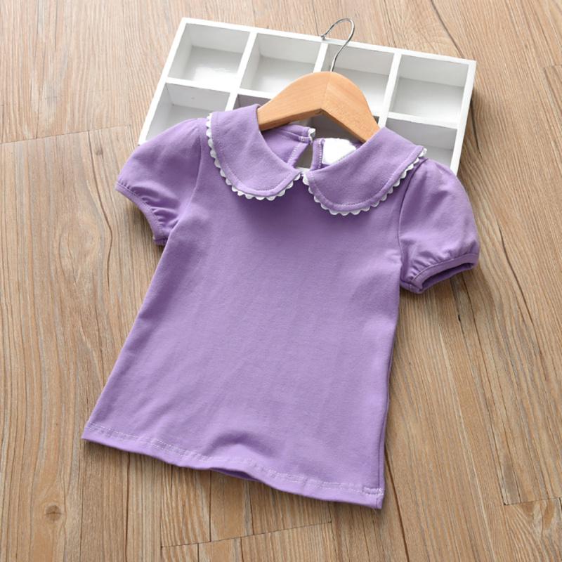 Футболка для маленьких девочек, детская летняя хлопковая рубашка с короткими рукавами, круглым вырезом и половиной рукавов