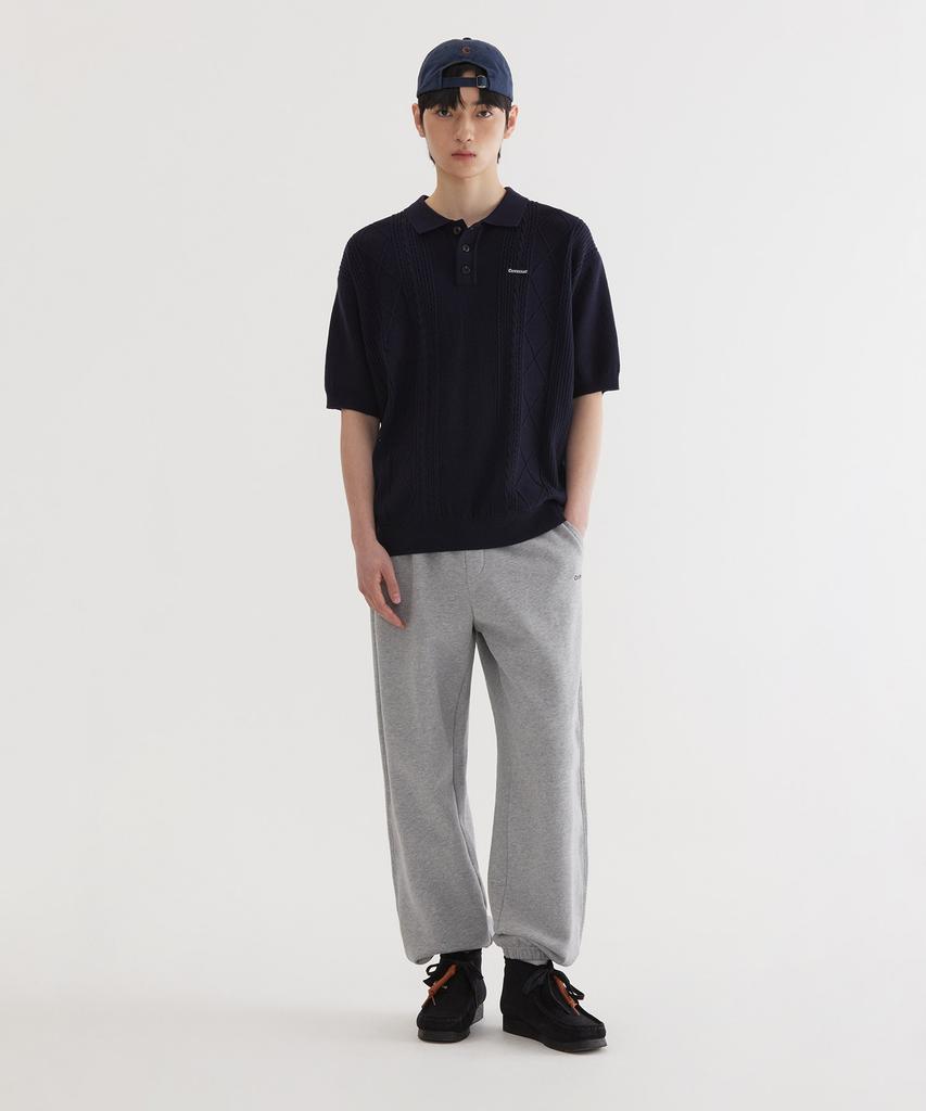 COVERNAT Small Authentic Scalloped Cable Half Knit Dark Navy