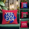 Slogan Yes You Can Cushion Cover Natural Linen Pillowcase Set AllinOne Decor Cushion Cover for Sofa Bedroom Chair