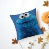CCookie Monster Cushion Cover Washable Linen Pillowcase Soft  for Daily Sofa Bed Home Room Decor