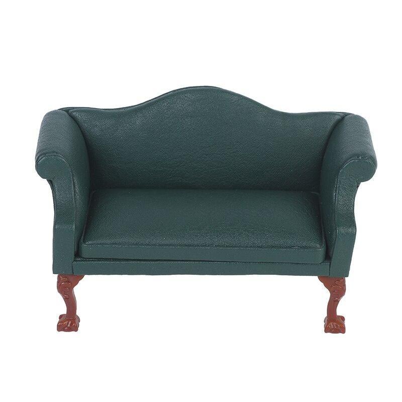 Многоцветный 1:12 кукольный домик, миниатюрный кожаный диван, двойной диван, кукольный домик, декор для гостиной