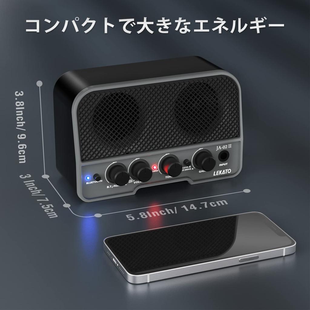 LEKATO Мини-гитара Электрогитара 2 Звука Совместимость с Наушниками Bluetooth Техническое Соответствие AUX Для Дома Японское Руководство По Эксплуатации Включено