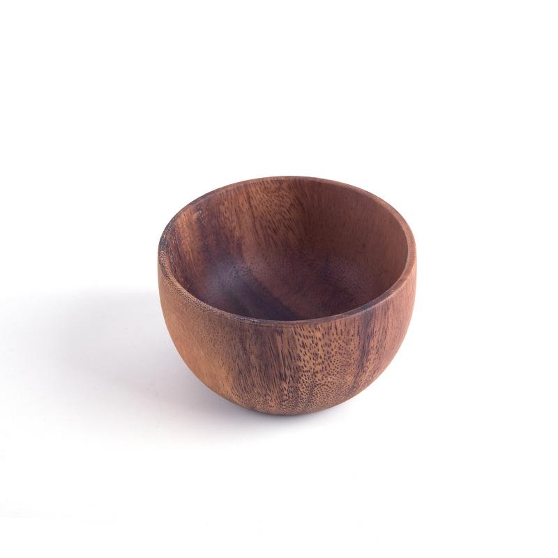 Изысканная натуральная деревянная салатница ручной работы Классическая круглая салатная обеденная тарелка из акации Тарелки Премиальная деревянная кухонная утварь