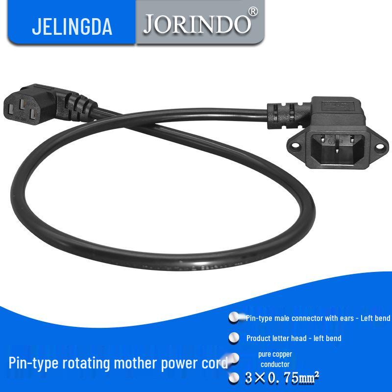 C14 Figure-8 Connector to C13 Angle Adapter with Screw Mounting for PDU Chassis Power Cable
