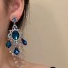 Серьги с подвесками из бисера из бриллиантового стекла 'Серебряная игла', овальные, в виде цветка, серьги в ретро-придворном стиле, серьги премиум-класса в стиле легкой роскоши