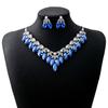 Rhinestone Necklace Earrings for Women Geometric Water Drop Pendant Wedding Bride Jewelry Sets