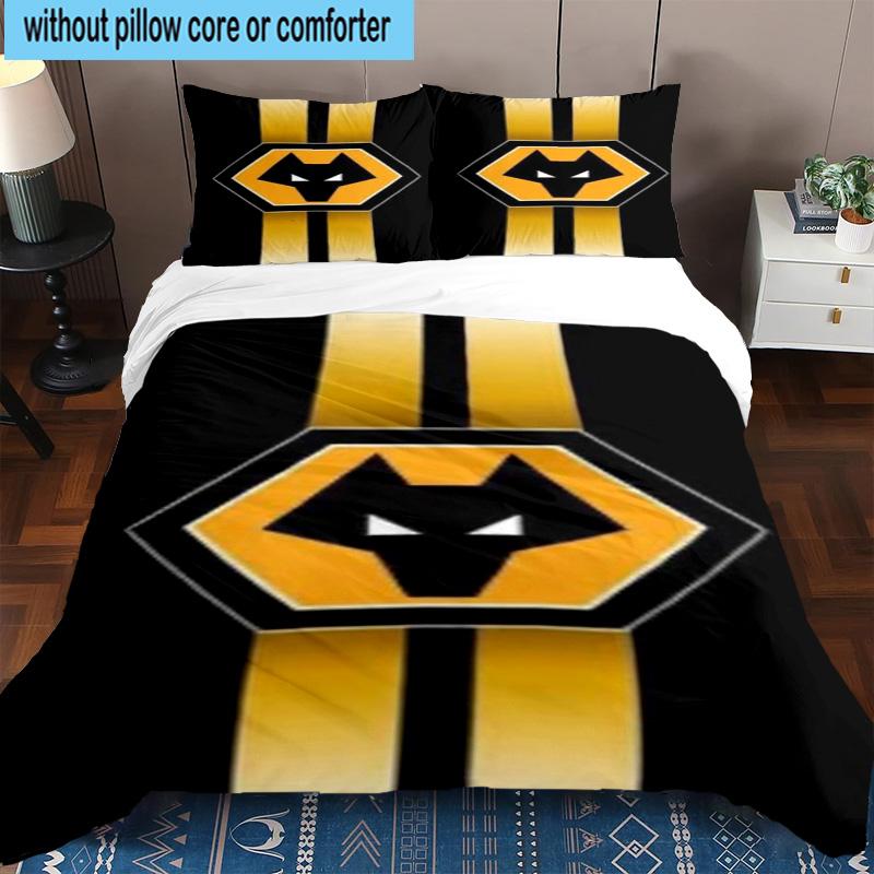 3pcs Wolves Team Emblem Printed Bedding Set Duvet Cover Closure Includes 1 Duvet Cover & 2 Pillowcases Bedding Sets Home Decor Gifts
