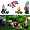 Set Of 4pcs Miniature Naughty Gnome Statues For Whimsical Garden Decor And Fun