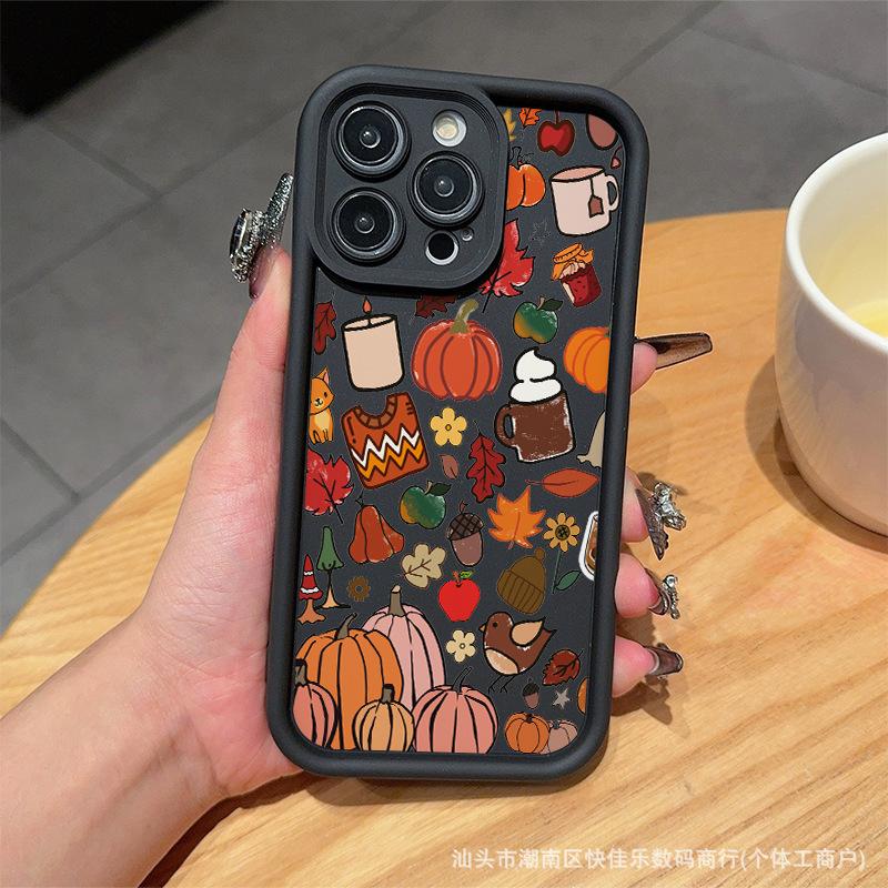 Милый веселый чехол для iPhone 15/14 Promax с тыквой Apple 11/12/13 новый 16 Pro мягкий чехол