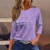 Женская мода повседневный свободный топ с рукавом 3/4 в полоску с круглым вырезом