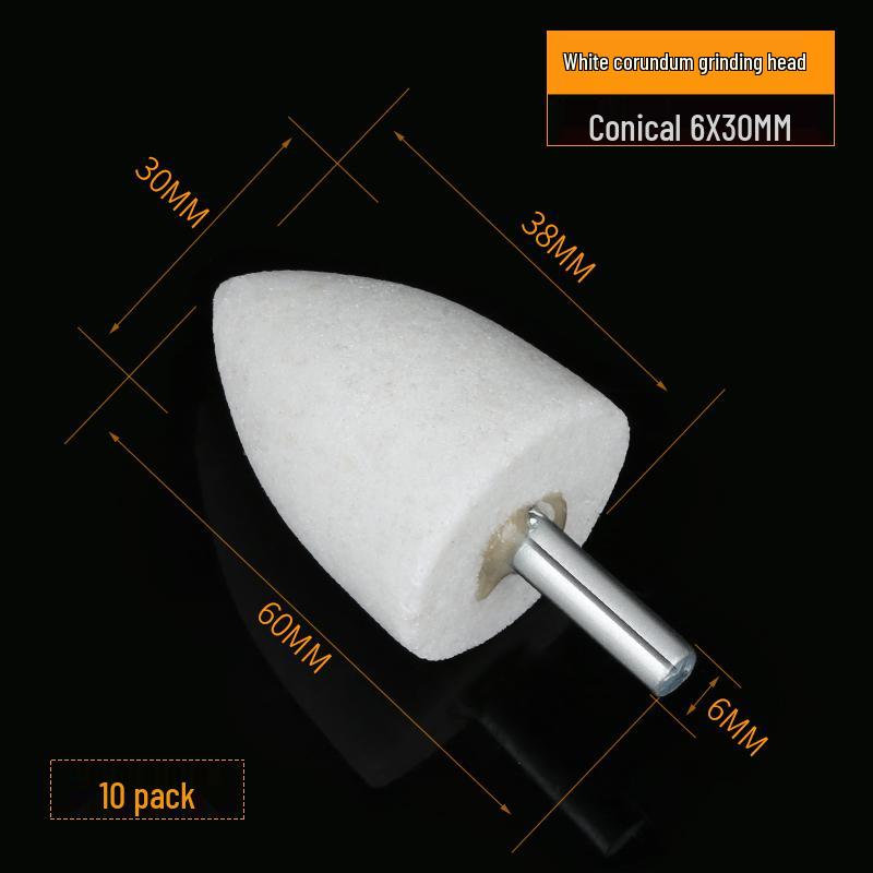 Cylindrical and Conical White Corundum Grinding and Polishing Head for Electric and Wind Power Grinders - Free Shipping