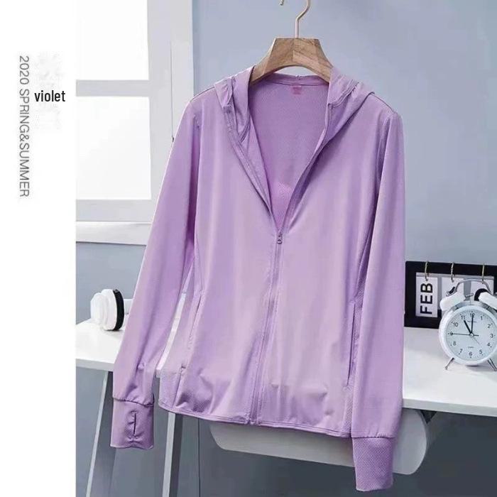 Женский солнцезащитный кардиган Ice Silk с капюшоном – легкая, дышащая куртка с длинными рукавами для летнего отдыха на свежем воздухе