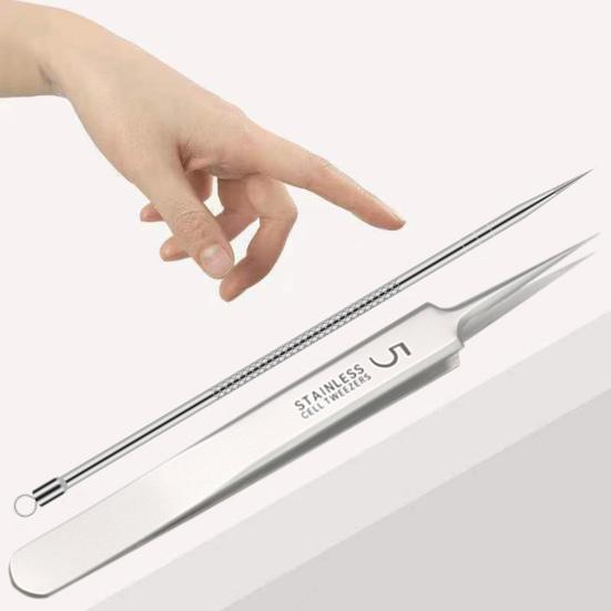 Набор для удаления черных точек Yousheng, набор пинцетов из нержавеющей стали для удаления прыщей, инструменты для чистки лица, нескользящая ручка, удобные для переноски инструменты для выдавливания прыщей