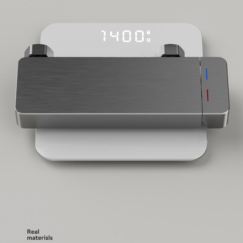 Серый простой термостатический душевой набор, настенный однофункциональный комплект для душа под давлением, алюминиевый набор душевой системы для ванной комнаты