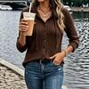 Women S Long Sleeve Hooded Knit Cardigan Button Solid Color