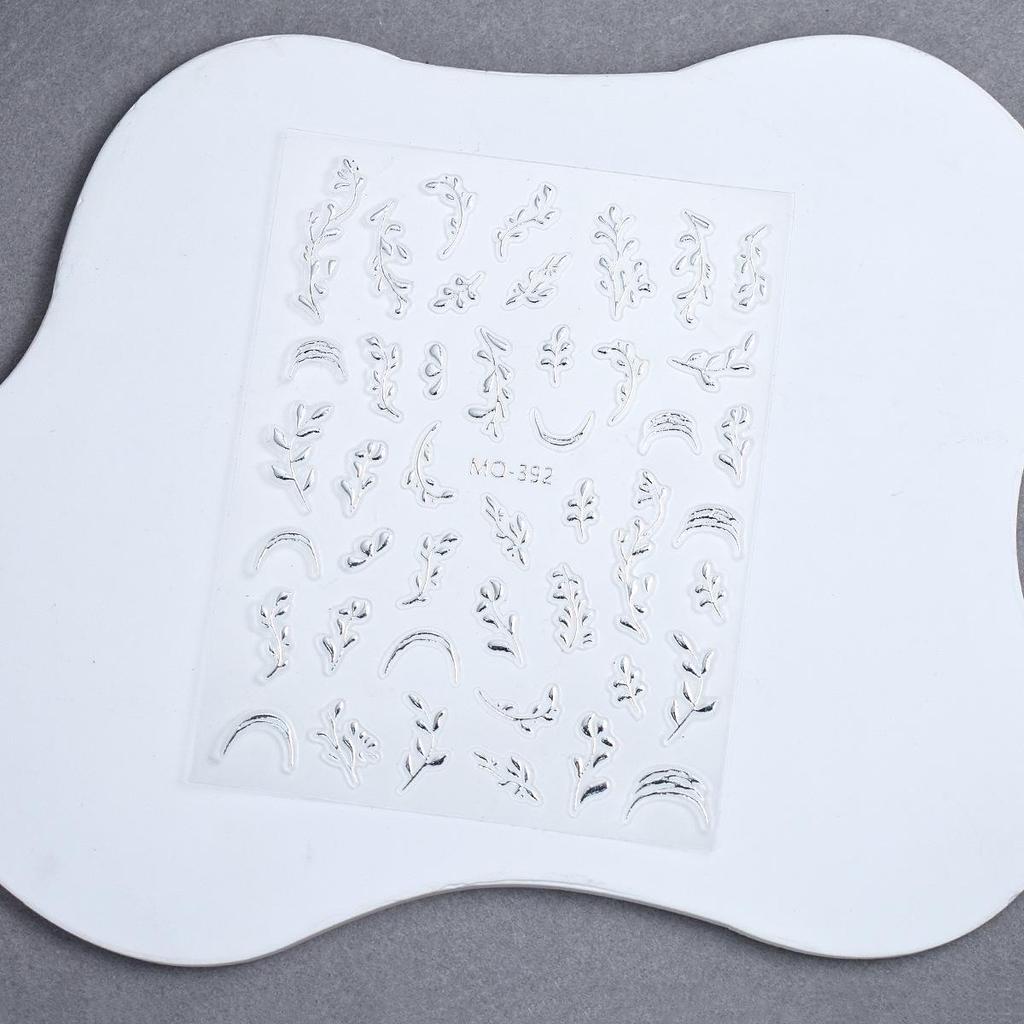 Наклейки для ногтей «Золотой лист» Золотые ветви и нефритовые листья - Наклейки в китайском стиле