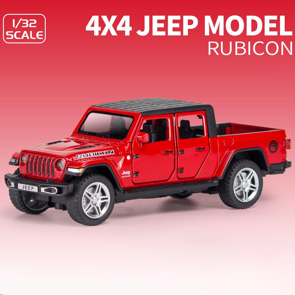 Масштаб 1:32 Jeep Wrangler Gladiator Пикап, модель автомобиля из сплава, отлитая под давлением металлическая игрушка, внедорожники со звуком и светом, коллекция, подарок для детей