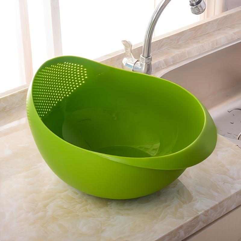 1 Pc Multifunction Plastic Rice Washing Strainer and Drain Basket for Fruit and Vegetable Cleaning, Kitchen Colander Tool
