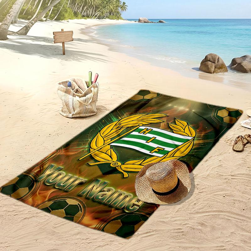Hammarby Personalized Printed Beach Towel Soccer Logo Support Custom Name Text Absorbent Towel For Sport Travel Special Gift