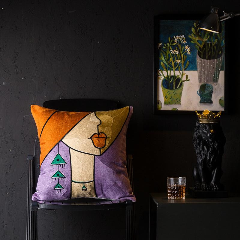 Чехол для подушки в стиле кантри в европейском и американском стиле с изображением Пикассо для гостиной, вышитая подушка для прикроватной подушки