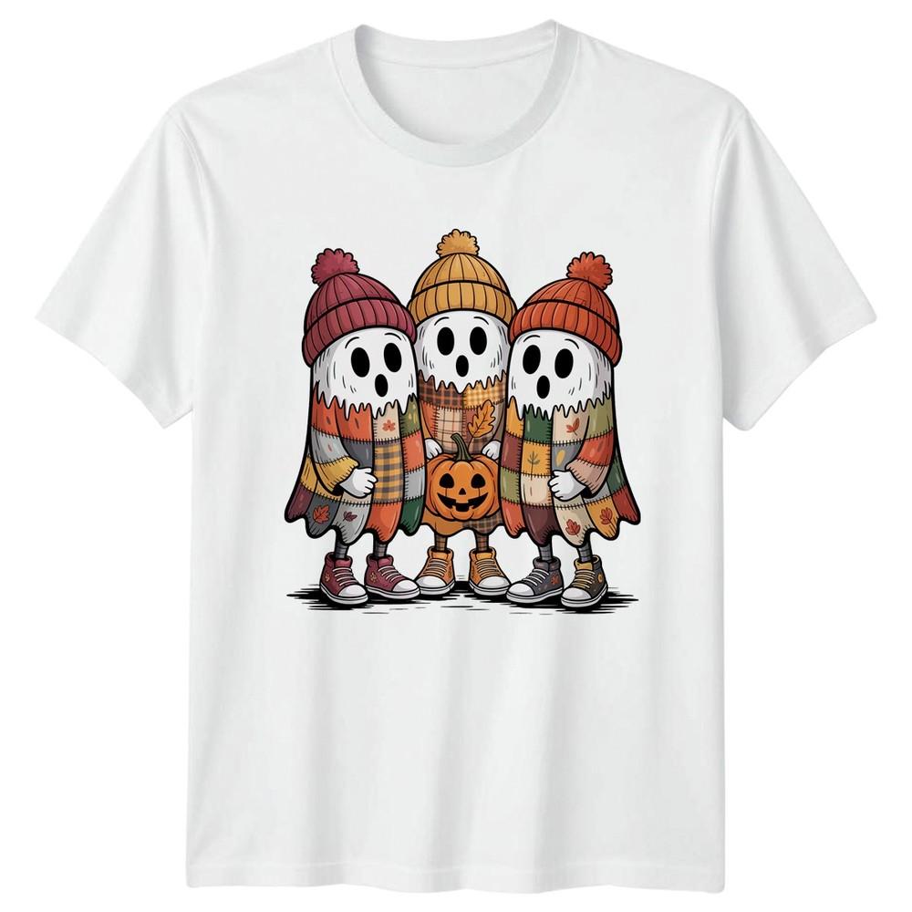 Cozy Fall Ghosts With Pumpkin TShirt Spooky Cute Halloween Autumn