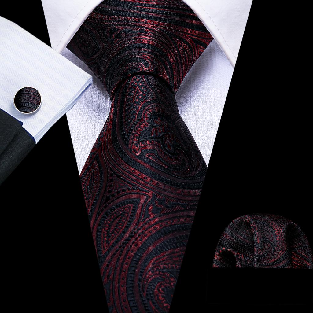 Мужские галстуки с цветочным принтом Barry.Wang, тканые свадебные галстуки с узором пейсли, носовой платок, запонки, формальный повседневный набор