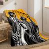 Artistic Jazz Saxophonists Orange Line Art Yellow Cozy Blanket, Silky Soft Blanket for Restful Sleep, Durable Warm Throw for Outdoor Fun