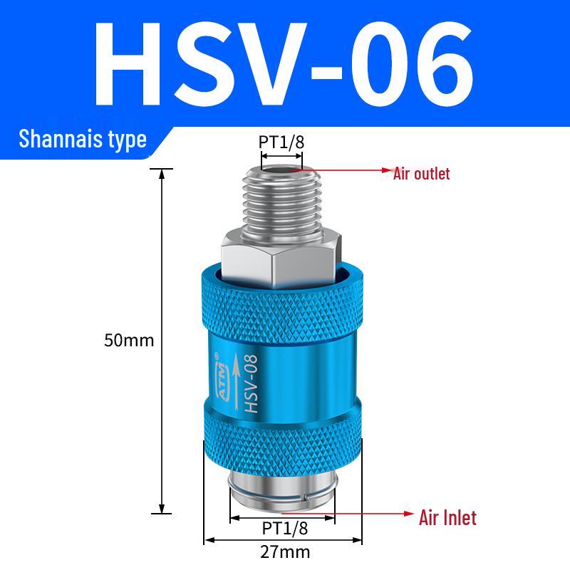 Пневматический раздвижной ручной клапан HVS-08/10/15, двойная внутренняя резьба, переключатель сдвига с ручным нажатием и выхлопом, 1/2/4 порта