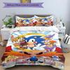 3pcs Sonic the Hedgehog Quilt Cover Set - Soft and Cozy Bedroom, Guest Room and Dorm Decorative Bedding 3-Piece Set 1 Quilt Cover + 2 Pillow Sham