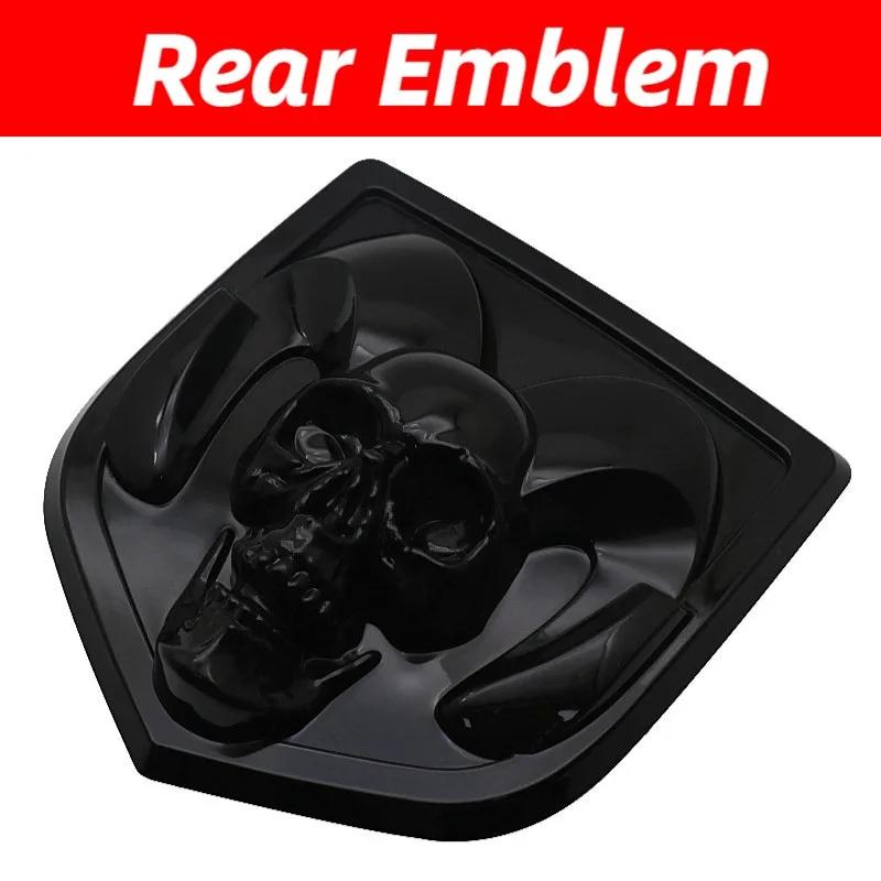 GXP1 Car Front Badge Tailgate Emblem for Dodge Ram 1500 2500 3500 HeavyDuty BigHorn 2010-2018 Skull ABS Car Sticker Pickup Decoration