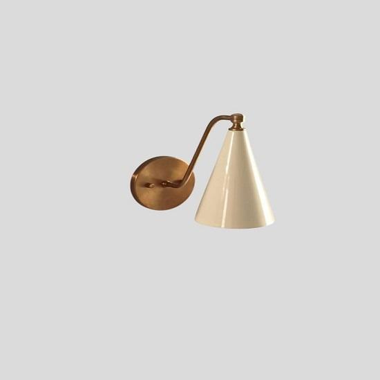 Ivory Cone Shade Handmade Brass Wall Sconce – Minimalist Wall Light