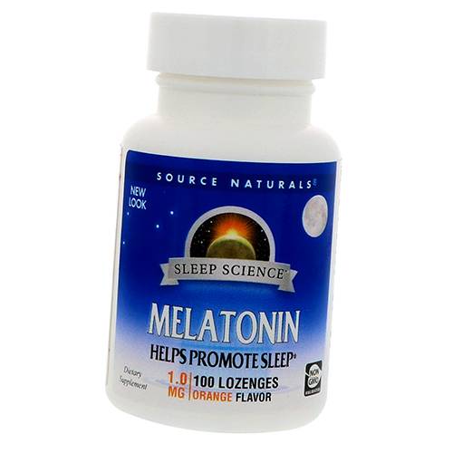 Мелатонин, Melatonin 1, Source Naturals  100леденцов Мята (72355002)