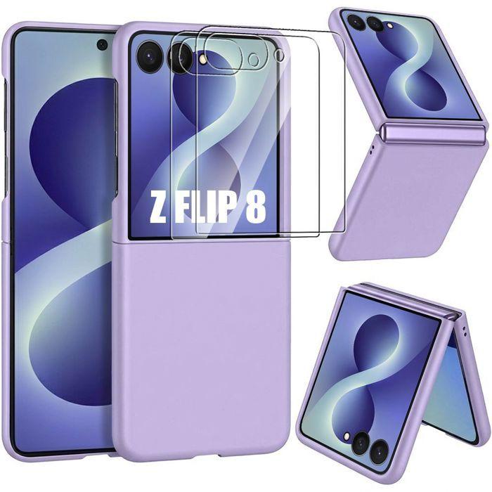 Coque pour Samsung Galaxy Z Flip 8, Rigide Slim Anti-Rayures Antichoc Violet - 2 Verres Trempés