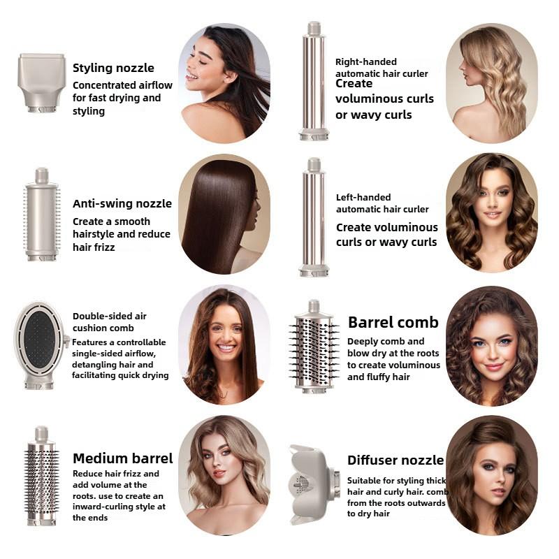 Высокоскоростная расческа с горячим воздухом Автоматическая завивка Восемь в одном Складной бытовой фен Отрицательный ион